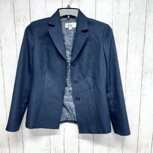 Le Suit Jacket Women 4 Moonlight Blue Single Breasted Folded Collared Polyester